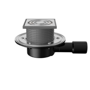 Трап регулируемый T090.1SHsP125x125 горизонтальный выпуск DN40/50 с мокрым сифоном решетка нерж. ста