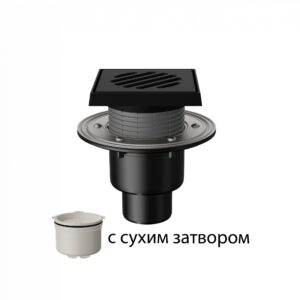 T310.1PDsG Трап вертикальный регулируемый 310 с чугунной решеткой и подрамником с сухим затвором с ф