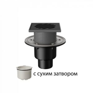 T310.1PDsB Трап вертикальный регулируемый 310 с чугунной решеткой с сухим затвором с фланцем