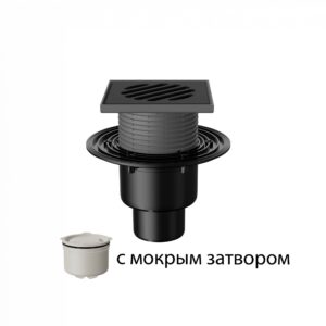 T310.0PHsB Трап вертикальный регулируемый 310 с чугунной решеткой с мокрым затвором без фланца